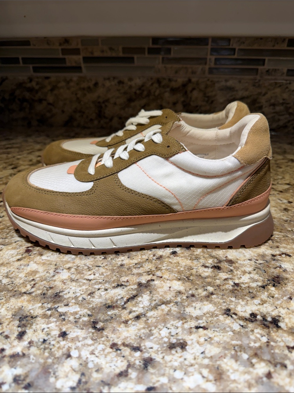 NWOT - Madewell Women’s Casual Runner Sneakers - White, Olive & Pink; Never Worn - Picture 4 of 8